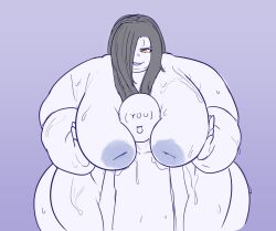 1girls anon black_hair breasts cooooookin fat fat_female fat_fetish female ghost ghost_girl head_between_breasts himani obese obese_female