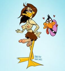 1boy 1girls 2024 2d 2d_(artwork) 2d_artwork anthro artbymatches avian balls ballsack bird black_feathers blue_background brown_hair brown_hair_female choker daffy_duck digital_art digital_drawing_(artwork) digital_media_(artwork) duck duck_girl erect_penis erection female fishnet_clothing fishnets furry furry_female futanari goth goth_futa goth_girl gynomorph heart heart_eyes hearts_around_head intersex long_hair looney_tunes male nipples penis pink_nipples tagme the_looney_tunes_show tina_russo tongue tongue_out warner_bros warner_brothers yellow_feathers