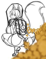 astronaut astronaut_suit chro-sis fart fart_cloud fart_fetish farting huge_ass huge_breasts original_character sketch skunk_ears skunk_girl skunk_tail smile squatting