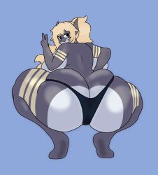 anthro ass big_breasts big_butt breasts crouching curvy_figure female haosafterdark hi_res looking_back solo squatting_pose voluptuous