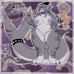 2024 anthro areola belly big_areola big_breasts big_nipples big_tail black_lipstick breasts claws countershade_torso countershading curvy_figure digital_drawing_(artwork) digital_media_(artwork) elbow_fin english_text eyebrows facial_piercing female female_anthro fin fin_piercing finger_claws fingers fish forked_tongue front_view full-length_portrait furgonomics furry-specific_piercing genitals grey_body hair hand_on_hip hi_res huge_tail huge_thighs kr4mpusk lipstick long_hair long_tongue makeup marine mature_anthro mature_female model_sheet multicolored_body navel nipple_dip nipple_piercing nipples non-mammal_breasts non-mammal_navel non-mammal_nipples nose_piercing nose_ring nude nude_anthro nude_female overweight overweight_anthro overweight_female piercing portrait requiem_shark ring_piercing septum_piercing septum_ring shark sharp_teeth smile solo tail tail_fin tail_piercing teeth text thick_thighs tiger_shark tongue vulva wide_hipped_anthro wide_hipped_female wide_hips