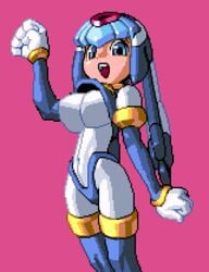 android animated bingo_torte bouncing_breasts breasts fairy_leviathan female large_breasts lowres mega_man mega_man_zero pixel_art reploid solo