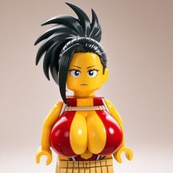 hero_outfit_(mha) huge_breasts lego minifigure momo_yaoyorozu my_hero_academia yellow_skin