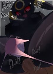 2025 anal anal_sex balls big_breasts black_eyes black_fur breasts brown_body brown_skin eeveelution female female_focus furry gray_background grey_background hearts_around_head lawgx looking_pleasured moaning nintendo nipples panties penis pink_panties pokemon pokemon_(species) pokephilia pussy red_eyes thick_thighs thighs umbreon vibrator vibrator_in_pussy vibrator_under_clothes vibrator_under_panties white_border