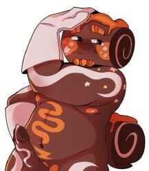 1boy 1man bent_arm big_eyebrows brown_body brown_skin caramel_drizzle_cosmo coffeefred colored cosmo_(dandy&#039;s_world) cream cream_drip dandy&#039;s_world dandys_world digital digital_art digital_artwork_(media) digital_drawing digital_drawing_(artwork) digital_media digital_media_(artwork) digital_painting digital_painting_(artwork) elbow_gloves fat fat_male for_a_head gloves goatee half_body hand_behind_back hand_on_head hand_on_own_head looking_away male naked naked_male no_background nude nude_male object_head orange_body_markings orange_cream orange_goatee orange_nipples plus_size precum precum_drip roblox roblox_game solo solo_boy solo_focus solo_male solo_man star_(marking) stars_(marking) stars_on_cheeks sweat sweatdrop swiss_roll tail video_game video_game_character video_game_franchise video_games white_body_markings white_gloves