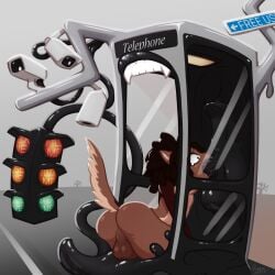 absorption_vore animate_inanimate corruption femboy fusion gay glory_hole identity_death latex latex_transformation mouth_fetish open_mouth pedestrian_corruption phone_booth rufia sharp_teeth stop_light tagme traffic_light transformation vore