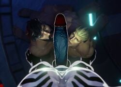 bara big_penis black_skin blonde_hair boner cock dick double_blowjob double_fellatio erection gay huge_cock human_torch human_torch_(marvel_rivals) johnny_storm licking_penis male male_only marvel marvel_rivals muscular muscular_male penis reed_richards reed_richards_(marvel_rivals) symbiote thick_penis threesome timetorespawn veiny veiny_penis venom venom_(marvel) venom_(marvel_rivals) yaoi