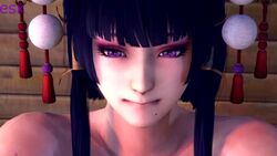 3d animated asian_futanari balls bouncing_penis dead_or_alive dickgirl erection esk futanari intersex looking_at_viewer male_on_futa no_sound nyotengu pale-skinned_male pale_skin penis pov purple_eyes sex source_filmmaker testicles video