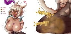 anus big_breasts blue_eyes cat_ears cat_tail catgirl chro-sis fart fart_cloud fart_fetish farting final_fantasy final_fantasy_vii huge_breasts nekomimi potion potion_bottle tongue tongue_out white_hair y'shtola