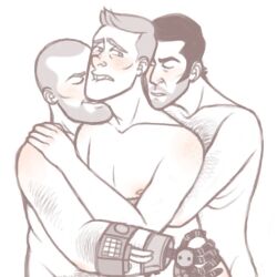 age_difference biting biting_own_lip dellconahger engineer_(team_fortress_2) gay implied_penetration implied_sex lip male male_only older_male_and_younger_male older_penetrating_younger robot_hand sandwich_position sandwiched scout_(team_fortress_2) sniper_(team_fortress_2) team_fortress_2 tf2 threesome twink yaoi