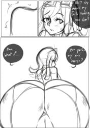 big_ass boku_no_hero_academia boner_in_pants chro-sis enjoying_farts erection_under_clothes fart_fetish imminent_facesitting izuku_midoriya mei_hatsume my_hero_academia sketch