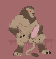 anhur_(smite) barbed_penis big_penis egyptian_mythology feline lion male_only mammal muscular olethros penis simple_background smite testicles