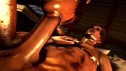 1boy 1girls 3d animated brown_hair dark_skin dead_or_alive erection fellatio ktsfm large_penis leon_scott_kennedy lisa_hamilton nude oral resident_evil sex source_filmmaker straight sucking