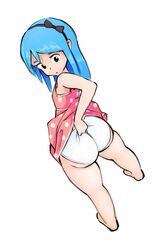 ass blue_hair female long_hair original ribbon simx solo zoey_(simx)