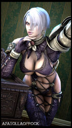 1girls 2017 3d absurdres armor ayatollaofrock big_breasts blue_eyes blush breasts eyebrows eyelashes female female_only front_view hair hands huge_breasts human isabella_valentine large_breasts lips lipstick looking_at_viewer nose shiny shiny_skin short_hair silver_hair solo soul_calibur source_filmmaker standing stomach thighhighs