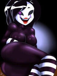 2017 animatronic ass black_hair breasts dalley_le_alpha female five_nights_at_freddy's five_nights_at_freddy's_2 lipstick marionette_(fnaf) mask puppet_(fnaf) purple_eyes robot rule_63 scottgames solo