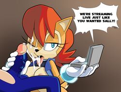 balls blue_fur breasts cum cum_in_mouth cum_on_face fellatio female furry handjob hedgehog male mammal nipple oral penis ravnic ravrous sally_acorn sonic_(series) sonic_the_hedgehog sonic_the_hedgehog_(archie) sonic_the_hedgehog_(comics) text