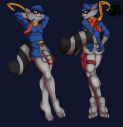 anthro anus ass balls big_butt blackbear bottomless clothed clothing male_only mammal penis sly_cooper sly_cooper_(series) smooth_fur spread_ass spreading video_games