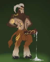 animal_genitalia animal_penis balls beard big_balls big_penis boner celtic_mythology cernunnos_(smite) cum equine_penis erection facial_hair hairy hooves horn horsecock male_nipples male_only muscular olethros penis satyr smite solo solo_male testicles