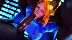 1girls 3d animated big_penis bimbo blonde_hair blowbang bodysuit breasts curvy dark-skinned_male dark_skin erection fellatio female foursome green_eyes huge_cock interracial licking lips long_hair make_up metroid multiple_penises nintendo no_sound oral penis penis_on_face pov samus_aran sarah_bryant_(model) secazz sex source_filmmaker straight sucking testicles veiny_penis video voluptuous zero_suit_samus