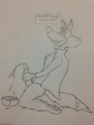 anthro canine cereal chip_the_wolf cum_on_food food male male_only mammal mascot masturbation nude penis sketch solo wolf