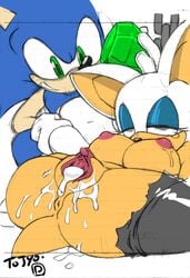 2d after_sex blue_fur breasts cum cum_in_pussy female furry hedgehog male mammal mobian mobian_(species) mobian_bat nipple pussy rouge_the_bat sega sonic_(series) sonic_adventure_2 sonic_the_hedgehog sonic_the_hedgehog_(series) tojyo torn_clothing vaginal_penetration