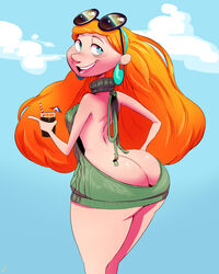 1girls 2017 alcohol ass ass_cleavage bare_shoulders big_ass big_breasts blue_eyes bottom_heavy breasts butt butt_crack cloud dat_ass disney earrings female female_only glasses hair happy huge_ass human inner_workings kate_(inner_workings) long_hair looking_back nose open_mouth orange_hair red_head shiny shiny_skin showing_ass showing_off_ass solo standing teeth thehumancopier tongue very_long_hair virgin_killer_sweater