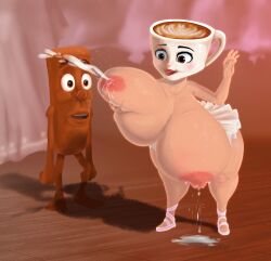 ballerina_cappuccina big_breasts brainrot breasts cum cum_on_nipples cumshot tung_tung_tung_sahur