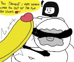 1boy 1girls alternate_version_available covering covering_breasts fat_female huge_cock imminent_sex mike_(mikenoob) mikenoob self_upload stickman suprised