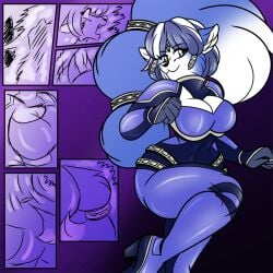 1girls akuoreo anthro ass ass_expansion big_ass big_breasts blue_body blue_eyes blue_fur blue_hair breast_expansion breasts canine deviantart ears female fluffy_tail fox fox_girl fur fur_growth furry high_heels hip_expansion jumpsuit krystal krystal_(star_fox) looking_at_viewer nintendo open_mouth short_hair smile smiling species_transformation star_fox tail_growth tail_ring thick_thighs thigh_expansion transformation transformation_sequence two_tone_body two_tone_fur two_tone_tail vixen white_fur wide_hips