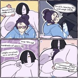 2girls bbw black_hair clair_(cooooookin) comic cooooookin drawing drawing_tablet english_text fat fat_female fat_fetish female female_only ghost ghost_girl glasses himani multiple_girls overweight overweight_female yuri