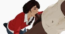 1boy animated avatar_legends big_penis blowjob blue_pants bottomless bouncing_hair brown_hair censored cheating collared_shirt dark-skinned_male dark_skin deepthroat diathorn dirty dirty_clothes dutch_angle eyelashes fellatio female from_above gag gagging gigantic_penis giving_head half-closed_eyes head_out_of_frame highres huge_cock huge_penis interracial irrumatio large_penis light-skinned_female long_hair messy_hair mosaic_censoring netorare nose ntr oral pants pema realistic red_sweater seiza shirt simple_background sitting sloppy_blowjob straight sucking_penis sweat sweater tagme tank_top testicles the_legend_of_korra torogao ugoira video white_background white_shirt white_tank_top