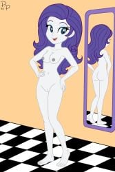 1girls 2020s 2025 accurate_art_style adolescent areolae ass bare_ass bare_legs bare_shoulders barefoot blue_eyes breasts checkered_floor cleft_of_venus collarbone completely_nude completely_nude_female dated equestria_girls eyelashes eyeliner female friendship_is_magic full_body hand_on_hip hasbro high_school_student indoors long_hair looking_at_viewer medium_breasts mirror my_little_pony navel nipples nude nude_female open_mouth open_smile pose posing_for_the_viewer posing_in_mirror purple_hair pussy pxlplsr rarity_(eg) rarity_(mlp) reflection signature smile smiling_at_viewer solo standing stomach teenage_girl teenage_pussy teenage_tits teenager teeth toes upper_teeth white_skin young young_female