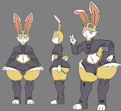 1femboy 2-ban_(artist) 3d 3d_model ;) anus big_ass big_balls big_penis big_thighs blue_eyes blush blush_lines bulge_through_clothing bunny bunny_boy bunny_ears bunny_tail clothing femboy gala_the_bunny_(2-ban) glasses_on_head looking_at_viewer nipples_visible_through_clothing oc original_character peace_sign star star_(symbol) star_glasses tagme wink yellow_fur
