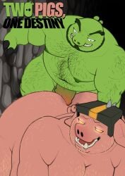 2025 anal anal_sex angry_birds anthro armor aruberu ass barazoku beard big_butt body_hair chest_hair cover cover_art cover_page domestic_pig duo empty_eyes english_description english_text facial_hair fangs general_chungus genitals glowing glowing_eyes green_body hairy half-closed_eyes headgear headgear_only helmet helmet_only hi_res king_leonard_mudbeard looking_pleasured male male/male male_penetrated male_penetrating male_penetrating_male mammal microsoft minecraft mojang narrowed_eyes nipples open_mouth orange_eyes overweight overweight_anthro overweight_male penetration penile penile_penetration penis piglin pink_body rovio_entertainment sega sex small_tail suid suine sus_(pig) tail teeth text the_angry_birds_movie vein veiny_penis xbox_game_studios
