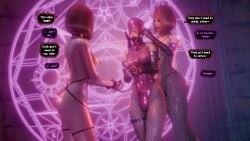3d 3girls armwear ass ball_gag bare_shoulders blindfold bodysuit bondage bondage_gear bondage_outfit bound bound_wrists breasts captured captured_heroine chained chains clone comic_page corruption cuff_(restraint) cuffs defeated defeated_heroine dialogue dominant dominant_female domination doppleganger female female_only femsub fetish fishnet_legwear fishnets gag gloves harness hood hypnosis kinky latex legs leotard lezdom lingerie magic mercierharrogate raven_(dc) red_hair restrained restrained_arms restrained_wrists restraints submissive submissive_female teamwork text thighs thin_waist tied tied_hands tied_up toned yuri