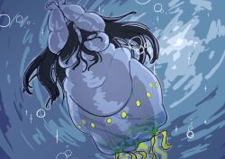 black_hair cooooookin fat fat_arms fat_female fat_fetish himani jellyfish jellyfish_humanoid mermay overweight overweight_female swimming underwater