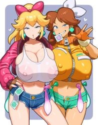 blonde_female blonde_hair brown_hair brunette_hair condom condom_balloon condomcondom_in_mouth mario_(series) mario_kart mario_kart_world nintendo open_fly princess princess_daisy princess_daisy_(touring) princess_peach princess_peach_(touring) royalty super_mario_bros. tagme tagme_(artist)