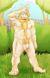 1boy 2d anthro anthro_male anthro_only asgore_dreemurr balls bara boss_monster caprine flaccid furry furry_male furry_only humanoid humanoid_male humanoid_only male male_only mammal mammal_humanoid nude outside penis rawrrarr solo undertale undertale_(series) video_games