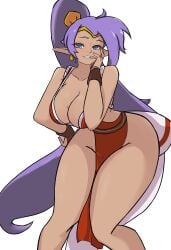 1girls barely_clothed breasts cleavage cosplay crossover crossover_cosplay fatal_fury female female_only in2naps king_of_fighters large_breasts mai_shiranui_(cosplay) naughty_face no_bra no_panties no_underwear open_mouth ponytail purple_eyes purple_hair revealing_clothes seductive seductive_smile shantae shantae_(character) smile snk solo tagme the_king_of_fighters thick_thighs thighs very_long_hair wayforward