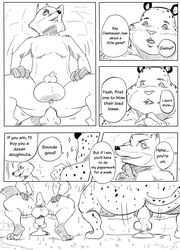 a-side anal anal_masturbation anthro balls benjamin_clawhauser black_and_white canine cheetah comic dildo dildo_sitting disney feline fox gay male male_anal male_only mammal masturbation monochrome nick_wilde overweight penetration penis sex_toy yaoi zootopia