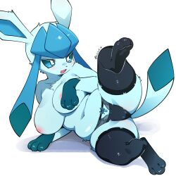 1:1 2025 3_fingers 3_toes anthro areola big_breasts biped blue_body blue_eyes blue_fur blue_tail blush breasts camel_toe clothed clothed_anthro clothed_female clothing digital_drawing_(artwork) digital_media_(artwork) eeveelution feet female fingers front_view fur generation_4_pokemon glaceon hi_res legwear lolobot navel nintendo nipples open_mouth panties pantyhose partially_clothed partially_clothed_anthro partially_clothed_female paws pokemon pokemon_(species) pokemorph simple_background slightly_chubby slightly_chubby_anthro slightly_chubby_female soles solo tail thigh_highs toes tongue topless topless_anthro topless_female underwear white_background