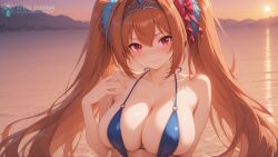 1girls 2025 absurdly_long_hair aegis_elysium afternoon ai ai-generated ai_art ai_edit ai_generated background big_breasts bikini blue_eyes blushing_at_viewer breasts cleavage closed_mouth cloud clouds cute cygames daiwa_scarlet_(umamusume) day edited edited_ai female female_focus flower giant grass hair_ornament hi_res high_quality high_res high_resolution horse_girl hot huge_breasts hugging landscape large_breasts leaning leaning_forward long_hair mountain mountains ocean orange_hair_female pov red_eyes sea seaside seductive seductive_smile sexy sky smile smiling smiling_at_viewer solo_focus sun sunlight sunset sunshine tsundere twintails twintails_(hairstyle) umamusume umamusume_pretty_derby vegetation very_long_hair water watermark