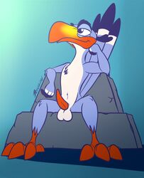 anthro avian balls barefoot bassybird bassywolfeh beak bird cereal disney erection feathers food male male_only navel nude penis sitting smile solo spread_legs spreading squint the_lion_king zazu