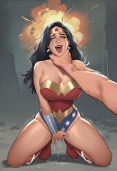ai ai_generated busty choked dc dc_comics drool drowsy masturbation orgasm phophopho phophopho_(artist) requested tagme wonder_woman