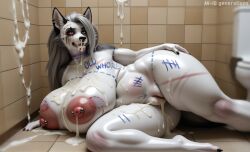 abuse after_sex ai_generated anthro av-10 bathroom big_breasts big_nipples bodily_fluids breasts bruised canid canine canis cum cum_from_mouth cum_from_nose cum_from_pussy cum_in_mouth cum_in_nose cum_in_pussy cum_inside degradation excessive_cum excessive_genital_fluids female forced genital_fluids helluva_boss huge_breasts hyper hyper_breasts loona_(helluva_boss) lying makeup mammal mascara mascara_tears mature_anthro mature_female nipples nude on_side public_restroom rape slightly_chubby solo wolf