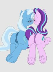 2017 anatomically_correct anatomically_correct_pussy anearbyanimal animal_genitalia animal_pussy anus ass blush cutie_mark duo equine equine_pussy female feral friendship_is_magic hooves horn long_hair mammal multicolored_hair my_little_pony pussy simple_background starlight_glimmer trixie_(mlp) two_tone_hair underhoof unicorn