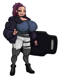bora_(madslads) fully_clothed gremlin huge_breasts madslads purple_hair shortstack transparent_background