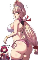 2girls alice_thymefield ass ass_focus big_ass big_breasts big_thighs bikini bite bite_mark bite_mark_on_ass blonde_hair blush breasts butt dat_ass dumptruck_ass dumptruck_butt embarrassed embarrassed_female female gigantic_ass gigantic_thighs hinghoi huge_ass huge_breasts huge_thighs long_hair red_hair swimsuit tagme thick_thighs thighs twintails ukinami_yuzuha ukinami_yuzuha_(tanuki_in_broad_daylight) zenless_zone_zero