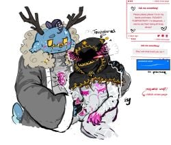 2d antlers avian chubby_male deer_ears deer_tail dusekkar dusekkar_(forsaken) forsaken forsaken_(roblox) glasses hood hooved_fingers malnourished non-human_penis pumpkin_head roblox robloxian skinny strawpage_request taph_(forsaken) weird_penis